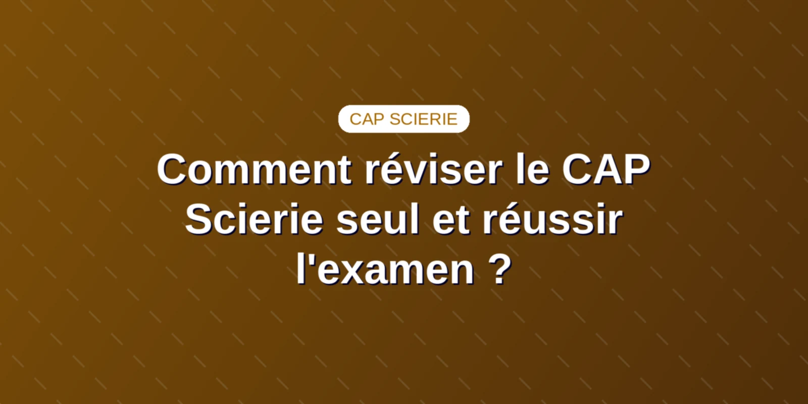 Comment réviser le CAP Scierie seul et réussir l'examen ?